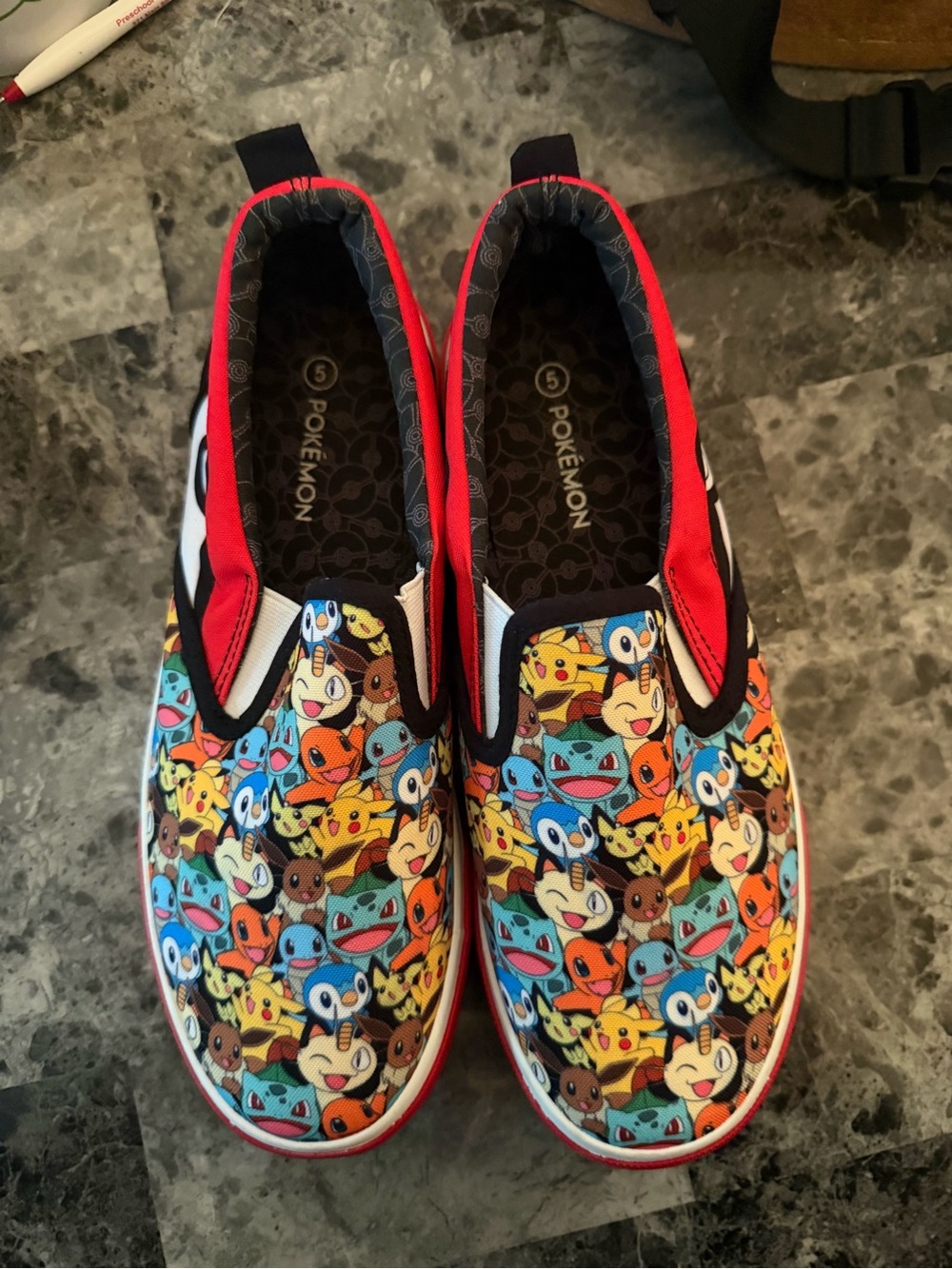 Pokemon Kids Slip-On Sneakers in Red, Blue, Yellow, Black